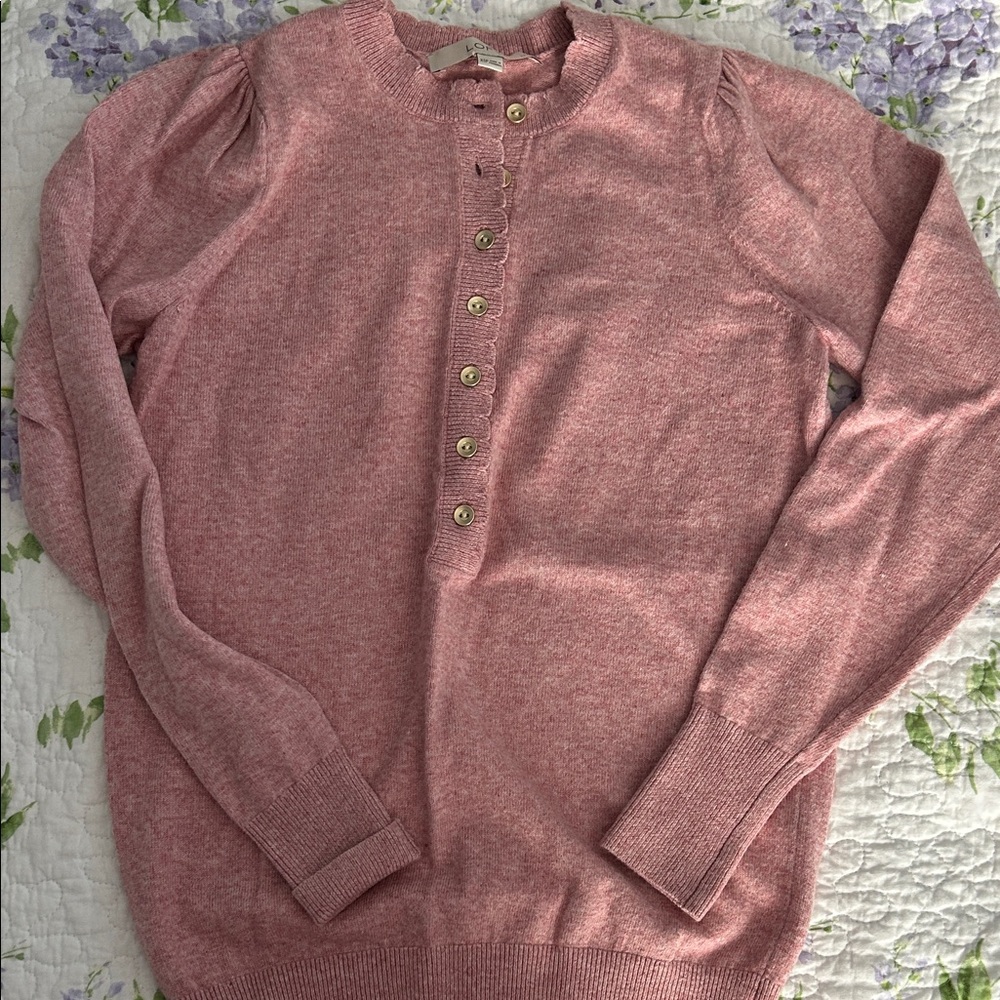 LOFT Women's Rose Button-Front Sweater